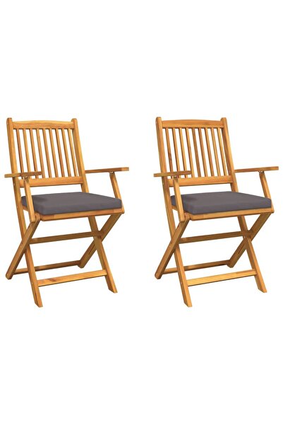 vidaxl Scaun pliant cu pernă 2 pcs Maro Lemn masiv de acacia
