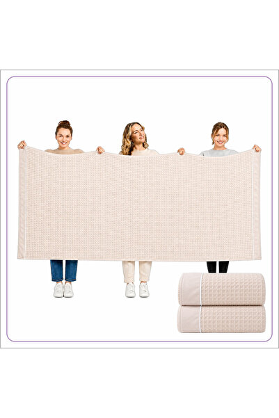 Donetella 2 Pcs Bath Sheet 90x180 cm – 310 GSM Waffle Microfiber, Soft, Absor...