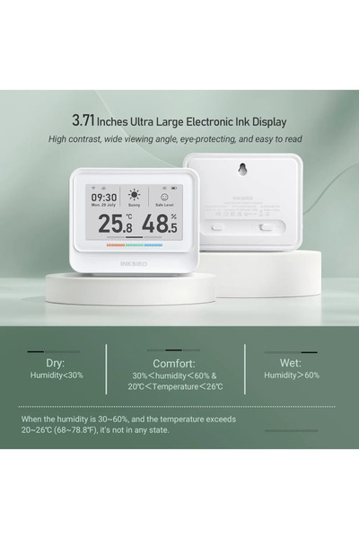Inkbird Termometru higrometru WiFi IBS-TH5 cu prognoză și vreme în timp real,...