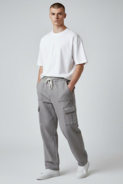 AİR FİT Light Gray Stitched Cargo Pants
