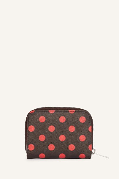DeFacto Women's Faux Polka Dot Brown Leather Card Holder I1081Axns