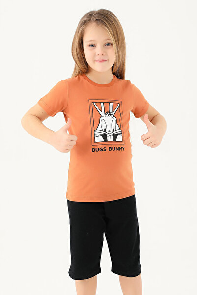 MQ Girls' Short Sleeve Round Neck Looney Tunes Print Top