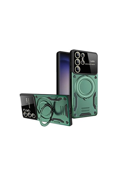 OEM Samsung Galaxy S25 Ultra Case Joy Lens Cover with Stand - Dark Green
