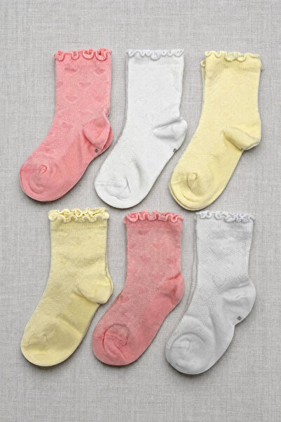 ZENGİN Pack of 6 Seamless Ruffled Lace Girls' Bootie Socks |   Colorful Cute ...