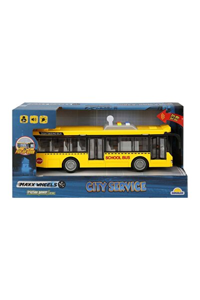Maxx Wheels Autobuz cu lumini si sunete, City Service, Maxx Wheels, 1:16, Galben
