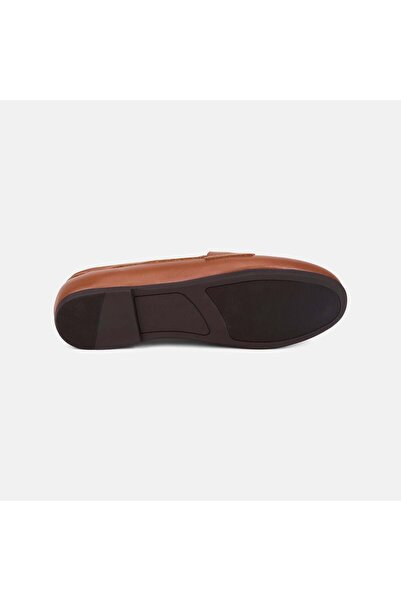 Desa Loafer din piele cu vârf rotund, maro, pentru femei