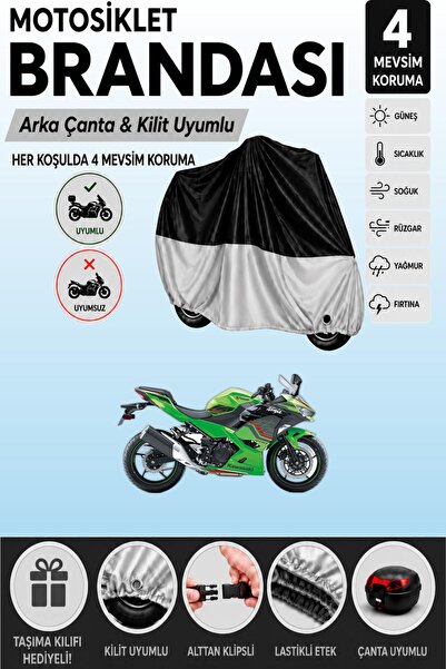 Cemku Double Black Top - Gray Bottom, Rear Bag Compatible Kawasaki Ninja 400 ...