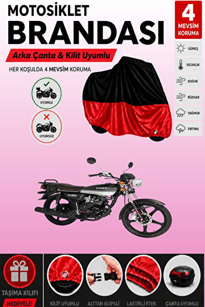 Cemku Double Black Top - Red Bottom, Rear Bag Compatible Kuba Cg 50 Motorcycl...