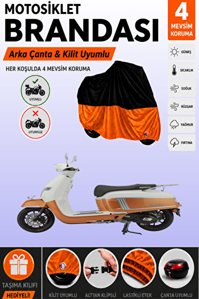 Cemku Double Black Top - Orange Bottom, Rear Bag Compatible Mondial 125 Road ...