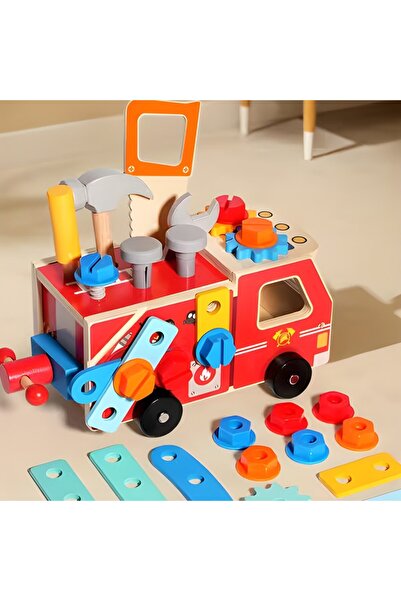 KidProtect Trusa Scule Lemn Copii Wood Master, Jucarie STEM Educativa Constru...