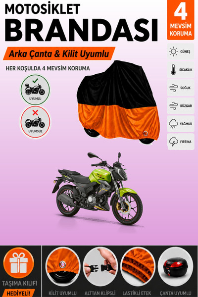 Cemku Double Black Top - Orange Bottom, Rear Bag Compatible Rks Rk125-S Motor...