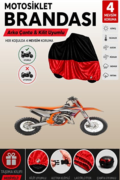 Cemku Double Black Top - Red Bottom, Rear Bag Compatible Ktm 65 Sx Motorcycle...