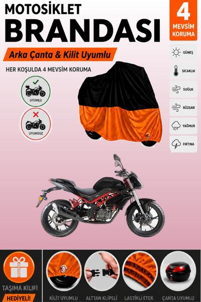 Cemku Double Black Top - Orange Bottom, Rear Bag Compatible Benelli Bn 125 Mo...