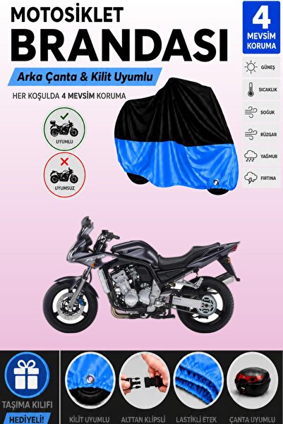Cemku Double Black Top - Blue Bottom, Rear Bag Compatible Yamaha Fzs1000 Moto...