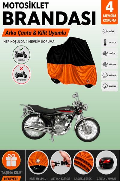 Cemku Double Black Top - Orange Bottom, Rear Bag Compatible Mondial 175 Masti...