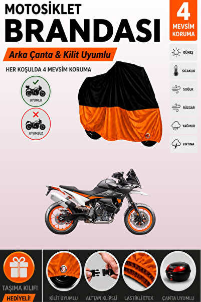 Cemku Double Black Top - Orange Bottom, Rear Bag Compatible Ktm 890 Smt Motor...