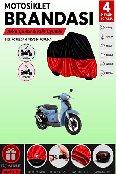 Cemku Double غطاء علوي أسود - سفلي أحمر، غطاء خلفي متوافق مع دراجة أبريليا سك...