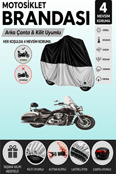 Cemku Double Black Top - Gray Bottom, Rear Bag Compatible Kawasaki Vn 1700 Cl...