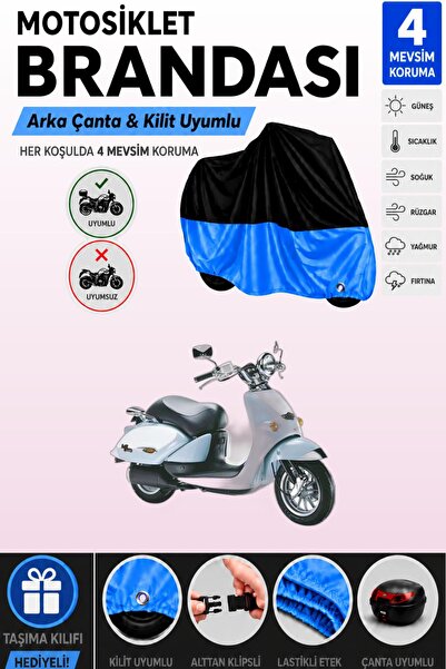 Cemku Double Black Top - Blue Bottom, Rear Bag Compatible Aprilia Mojito 125 ...