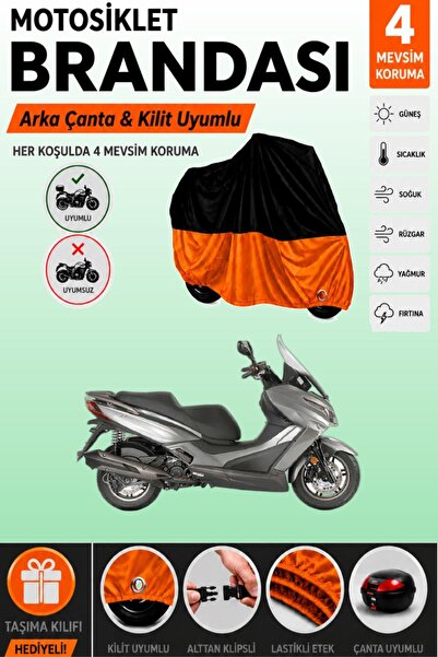 Cemku Double Black Top - Orange Bottom, Rear Bag Compatible Kymco Xtown 125I ...
