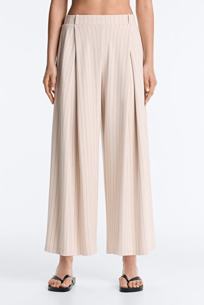 Oysho Crop wide paça pilili çizgili pantolon