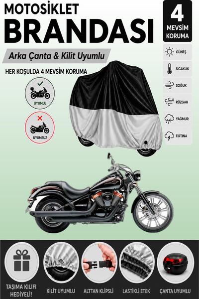 Cemku Double Black Top - Gray Bottom, Rear Bag Compatible Kawasaki Vn 900 Cus...