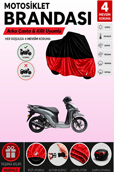 Cemku Double Black Top - Red Bottom, Rear Bag Compatible Yuki Duty 125 Motorc...