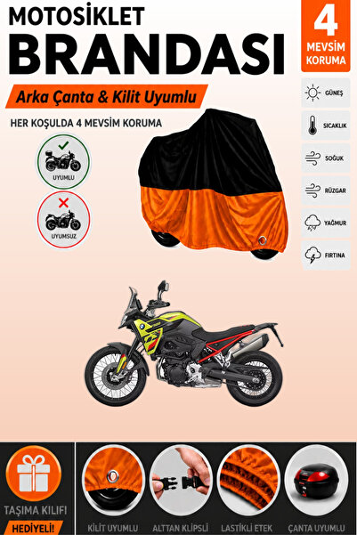 Cemku Double Black Top - Orange Bottom, Rear Bag Compatible Bmw F 900 Gs Moto...