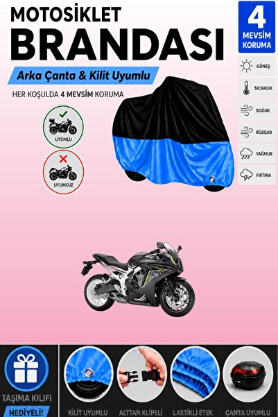 Cemku Double Black Top - Blue Bottom, Rear Bag Compatible Honda Cbr 650 Fa Mo...