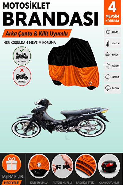 Cemku Double Black Top - Orange Bottom, Rear Bag Compatible Kuba Kb100-6 Moto...
