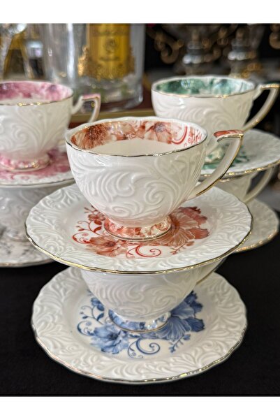 hediye Esterhomedecor 6 Person Porcelain Coffee Cup Set