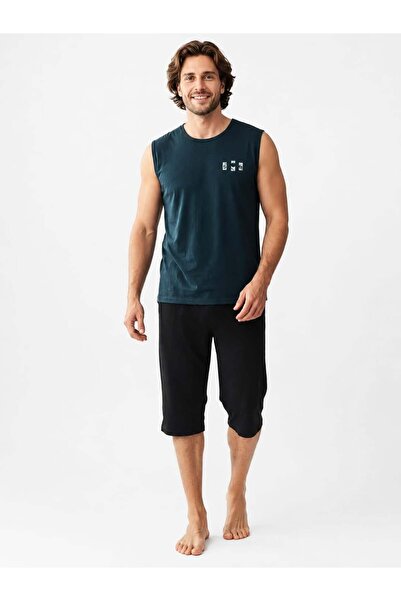 Pemilo Men's 3040 Strappy Capri Single Jersey Pajama Set