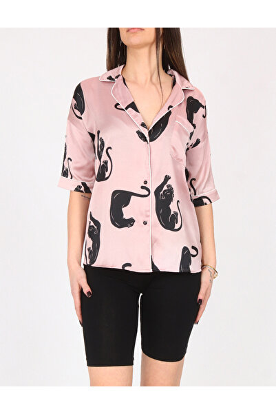 Evendi Pajama shirt, Purple/black