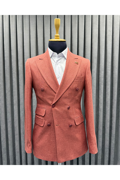 Avni Ceylan Men's Premium Dusty Rose Double-Breasted Jacket
