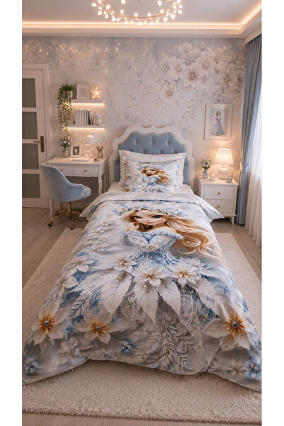 AYBERK HOME TEXTİLE Lunessa Digital Printed 100% Cotton Single Duvet Cover Se...