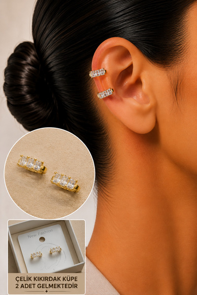 Jack Ferrero Zircon Stone Detailed Cartilage Earring/Earcuff/Conch (No Pierci...