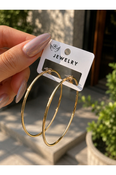 ERH Gold Color Large Size Hoop Earrings – Thin Design Stylish Women's Earring...