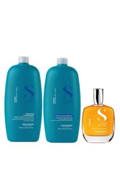 Alfaparf Milano Pachet pentru Par Cret sau Ondulat - Semi di Lino Curls: Samp...