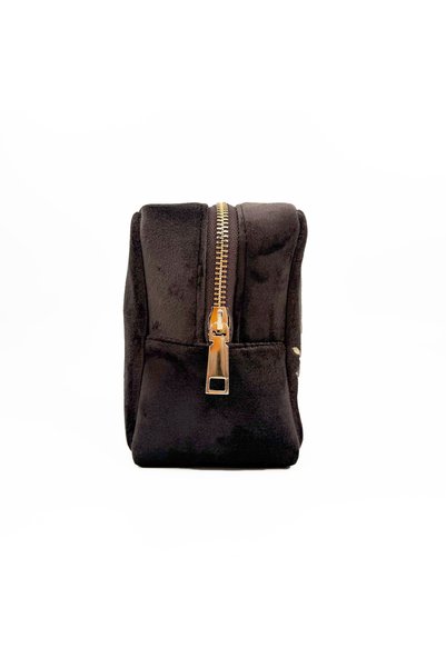 3rd March Studio Brown Sun Embroidered Velvet Makeup Bag & Organizer 19X14X9 cm