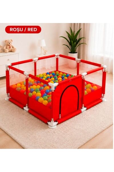 Picodino Tarc de joaca mare 120 x 120 cm cu 50 bile incluse, Rosu