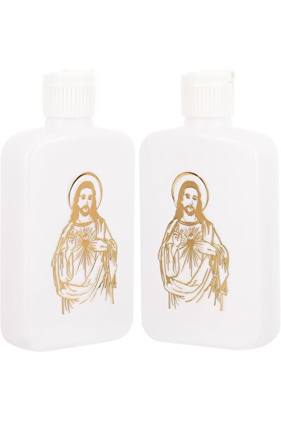 Angoily Set de 2 sticle de apă sfințită pentru botez, 100 ml, cu cruce, din p...