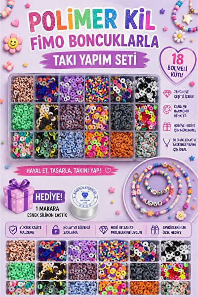 By MO Accessories 18 Bölmeli Kutuda Polimer Kil Fimo Figür Boncukla Takı Yapm...