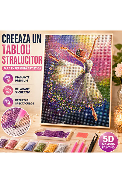 iTin Set Broderie cu Diamante 5D 30x40 cm, Pictura Diamantata Multicolor, Kit...