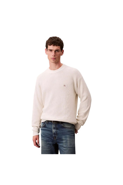 Calvin Klein Mens Waffle Cotton Monogram Knit Sweater M