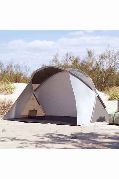 vidaxl Cort de plaja 2 persoane pop-up, gri, impermeabil