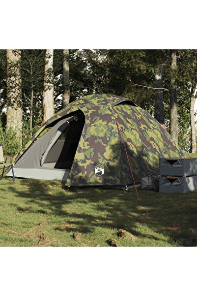 vidaxl Cort de camping cupola pentru 3 persoane, camuflaj, impermeabil