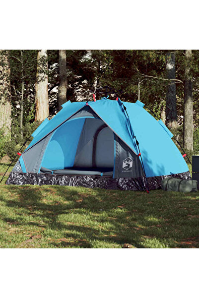 vidaxl Cort de camping cupola 3 persoane, setare rapida, albastru
