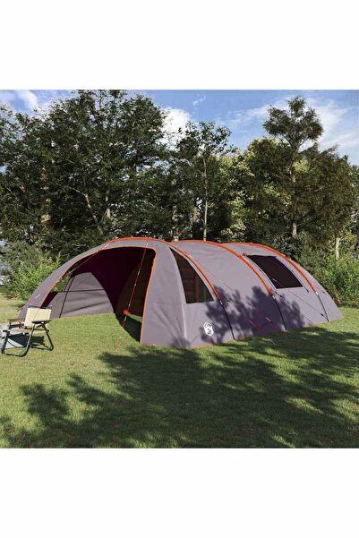 vidaxl Cort Tunel 6-Persoane Gri si Portocalie 700 x 590 x 215 cm