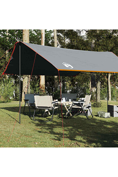 vidaxl Prelata de camping, gri si portocaliu, 460x305x210 cm, impermeabila