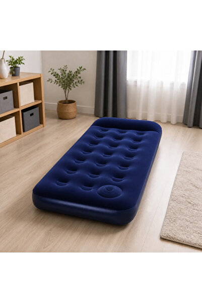 BESTWAY Inflatable Mattress 185x76x28cm, Blue Color, With Built-in Pump